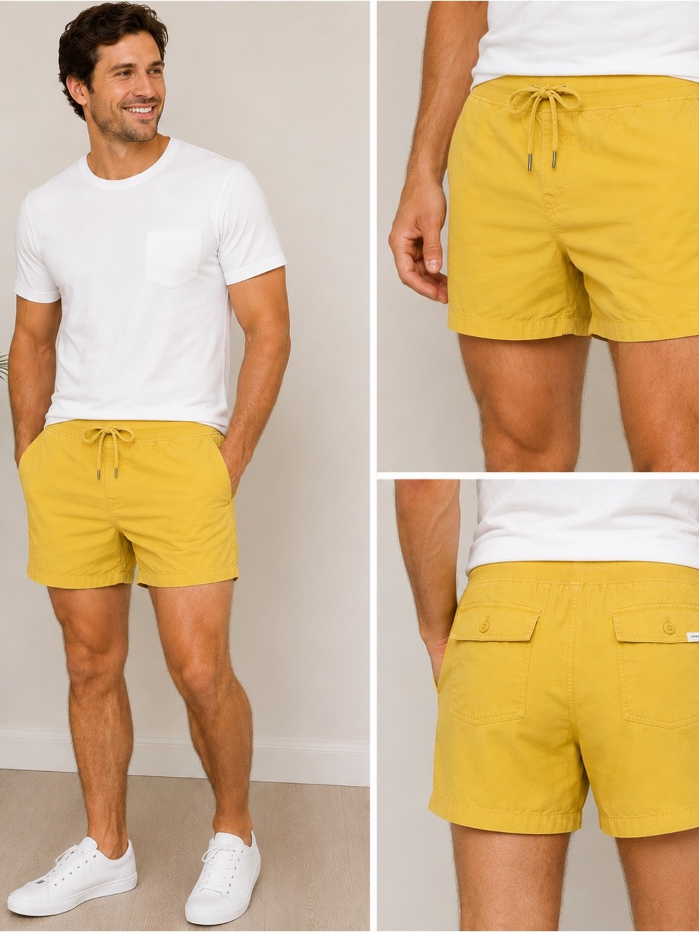 Orvis Men's  Mustard Yellow Drawstring Cotton-Blend Shorts Pull On Size XXL